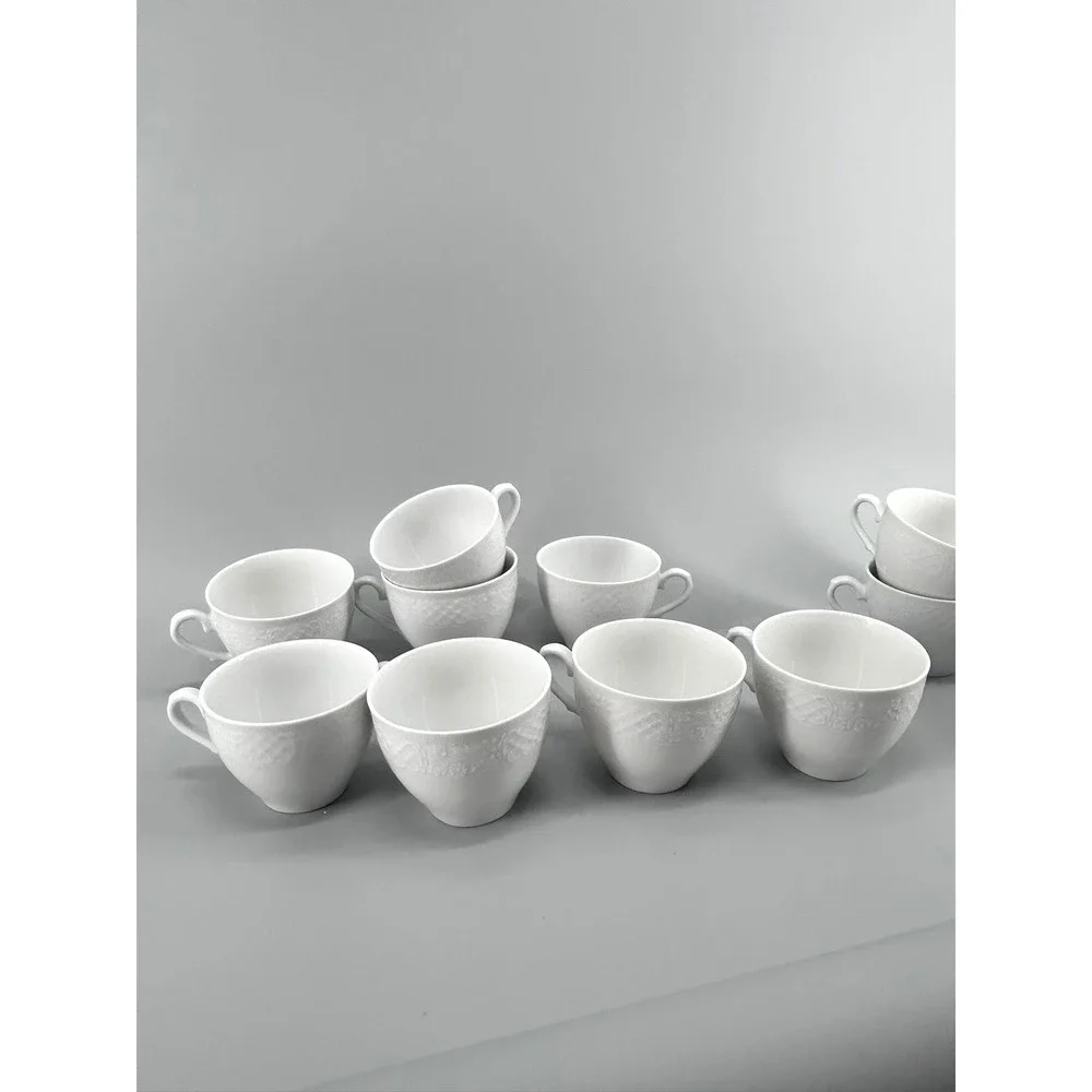 Oscar de la Renta Old Dresden Fine China 12 Tea Cups and 1 Creamer All White
